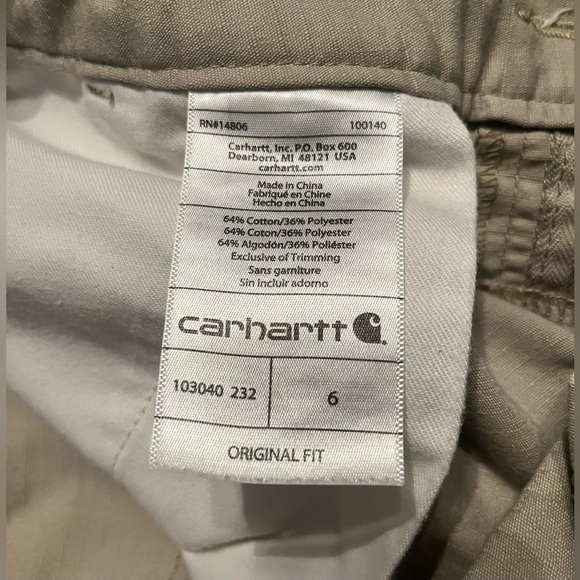 Women’s Carhartt Khaki Shorts Size 6 Original Fit | Women’s Carhartt Shorts - Picture 6 of 7